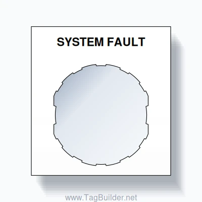 22mm Ring Tag – SYSTEM FAULT, Single-Line Square, Schneider Electric Compatible, Black on White