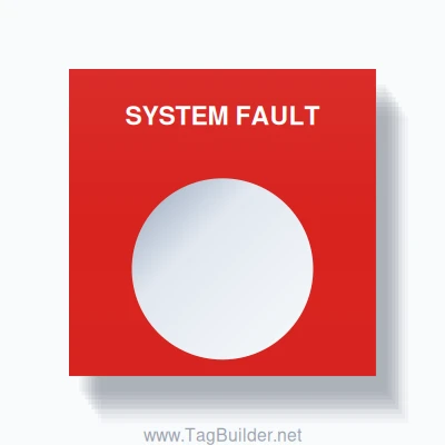 22mm Ring Tag – SYSTEM FAULT, Single-Line Square, White on Red