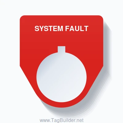 22mm Ring Tag – SYSTEM FAULT, Single-Line Traditional, Allen-Bradley Compatible, White on Red