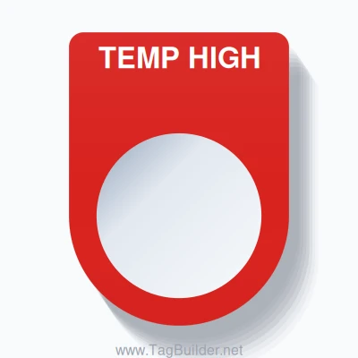 22mm Ring Tag – TEMP HIGH, Single-Line Slim, White on Red