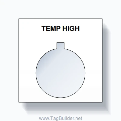 22mm Ring Tag – TEMP HIGH, Single-Line Square, Allen-Bradley Compatible, Black on White