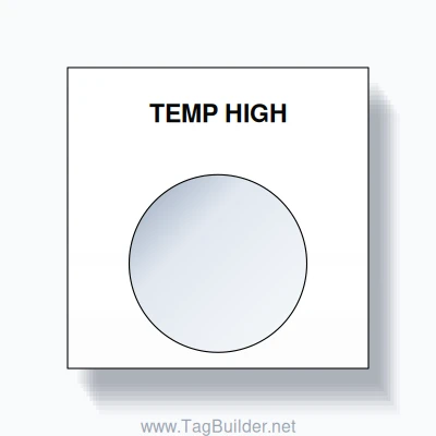 22mm Ring Tag – TEMP HIGH, Single-Line Square, Black on White