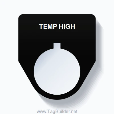 22mm Ring Tag – TEMP HIGH, Single-Line Traditional, Allen-Bradley Compatible, White on Black
