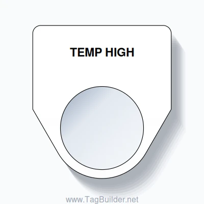 22mm Ring Tag – TEMP HIGH, Single-Line Traditional, Black on White