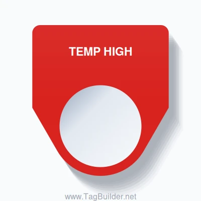 22mm Ring Tag – TEMP HIGH, Single-Line Traditional, White on Red