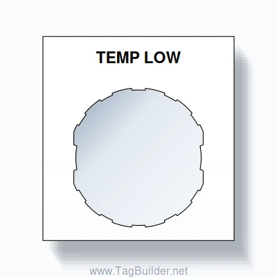 22mm Ring Tag – TEMP LOW, Single-Line Square, Schneider Electric Compatible, Black on White