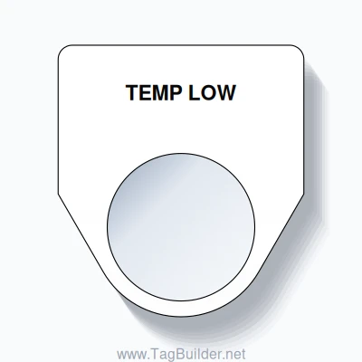 22mm Ring Tag – TEMP LOW, Single-Line Traditional, Black on White