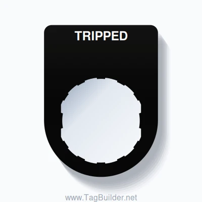 22mm Ring Tag – TRIPPED, Single-Line Slim, Schneider Electric Compatible, White on Black
