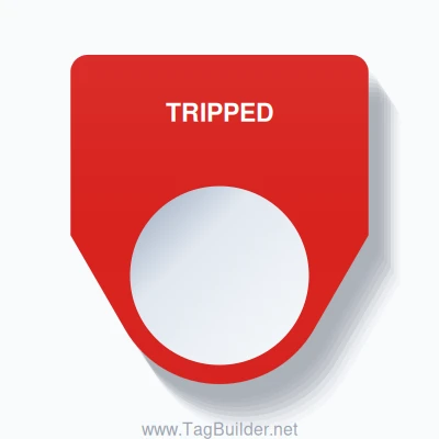 22mm Ring Tag – TRIPPED, Single-Line Traditional, White on Red
