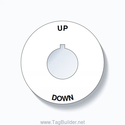 22mm Ring Tag – UP DOWN, Single-Line 60mm Round, Allen-Bradley Compatible, Black on White
