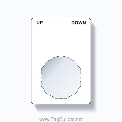 22mm Ring Tag – UP DOWN, Two-Line Rounded, Schneider Electric Compatible, Black on White