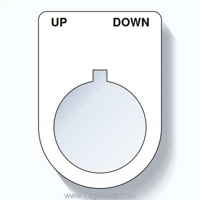 22mm Ring Tag – UP DOWN, Two-Line Slim, Allen-Bradley Compatible, Black on White