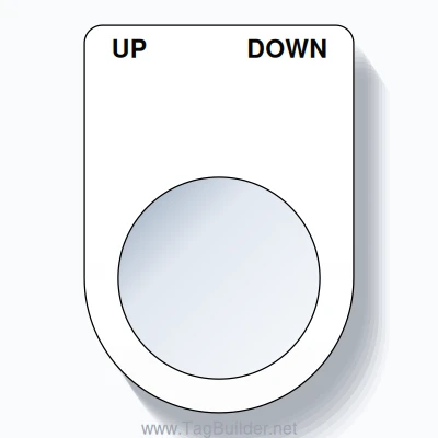 22mm Ring Tag – UP DOWN, Two-Line Slim, Black on White