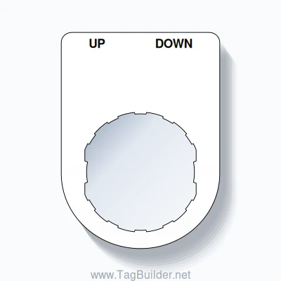 22mm Ring Tag – UP DOWN, Two-Line Slim, Schneider Electric Compatible, Black on White