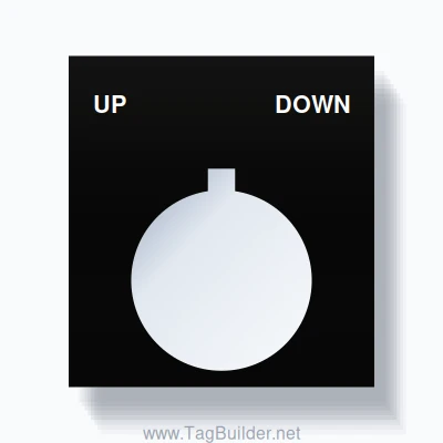 22mm Ring Tag – UP DOWN, Two-Line Square, Allen-Bradley Compatible, White on Black