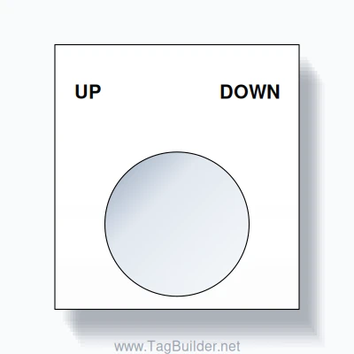 22mm Ring Tag – UP DOWN, Two-Line Square, Black on White