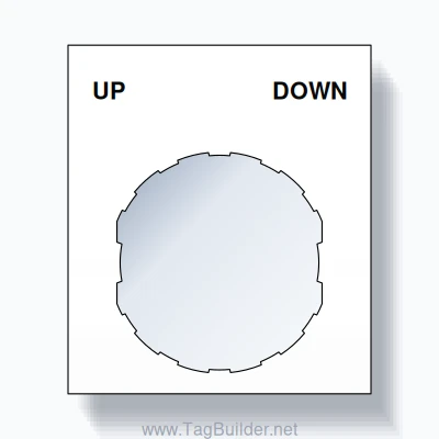 22mm Ring Tag – UP DOWN, Two-Line Square, Schneider Electric Compatible, Black on White