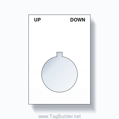 22mm Ring Tag – UP DOWN, Two-Line Squared, Allen-Bradley Compatible, Black on White