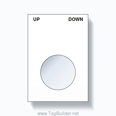 22mm Ring Tag – UP DOWN, Two-Line Squared, Black on White