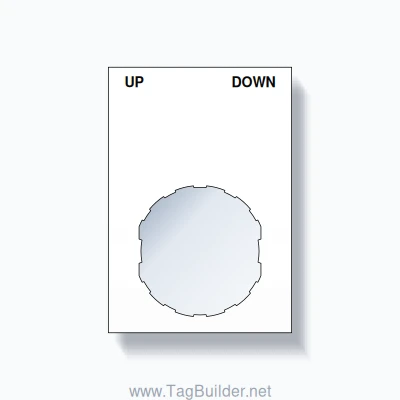 22mm Ring Tag – UP DOWN, Two-Line Squared, Schneider Electric Compatible, Black on White