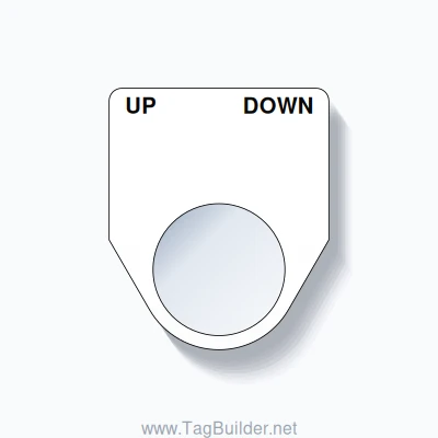 22mm Ring Tag – UP DOWN, Two-Line Traditional, Black on White