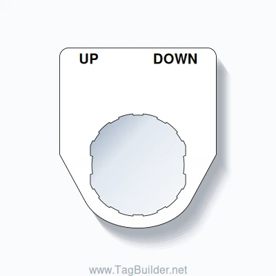 22mm Ring Tag – UP DOWN, Two-Line Traditional, Schneider Electric Compatible, Black on White