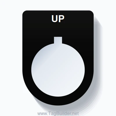 22mm Ring Tag – UP, Single-Line Slim, Allen-Bradley Compatible, White on Black