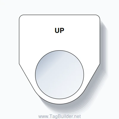22mm Ring Tag – UP, Single-Line Traditional, Black on White