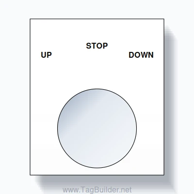 22mm Ring Tag – UP STOP DOWN, Three-Line Square, Black on White