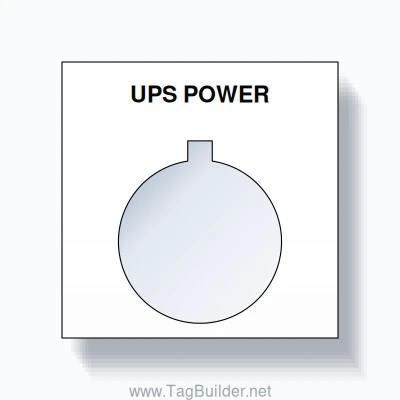 22mm Ring Tag – UPS POWER, Single-Line Square, Allen-Bradley Compatible, Black on White