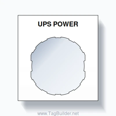 22mm Ring Tag – UPS POWER, Single-Line Square, Schneider Electric Compatible, Black on White
