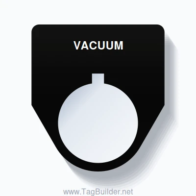 22mm Ring Tag – VACUUM, Single-Line Traditional, Allen-Bradley Compatible, White on Black