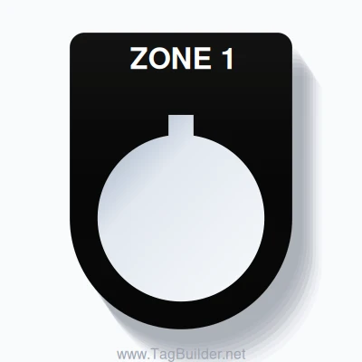 22mm Ring Tag – ZONE 1, Single-Line Slim, Allen-Bradley Compatible, White on Black