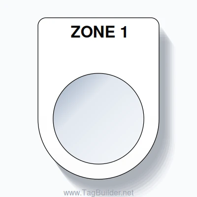 22mm Ring Tag – ZONE 1, Single-Line Slim, Black on White