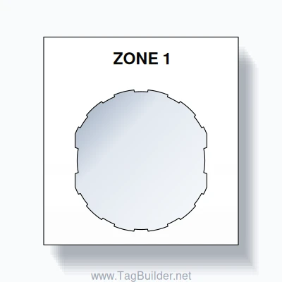 22mm Ring Tag – ZONE 1, Single-Line Square, Schneider Electric Compatible, Black on White