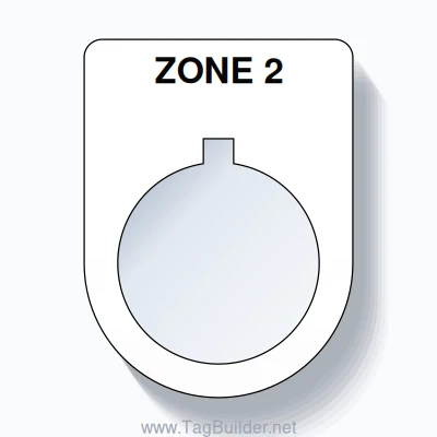 22mm Ring Tag – ZONE 2, Single-Line Slim, Allen-Bradley Compatible, Black on White