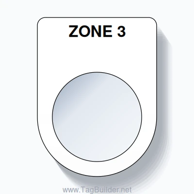 22mm Ring Tag – ZONE 3, Single-Line Slim, Black on White