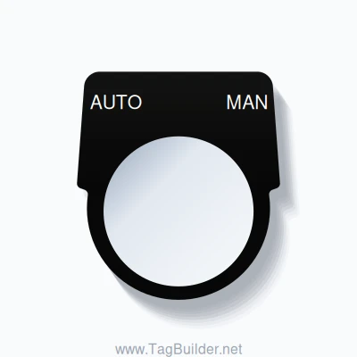 30mm Ring Tag – AUTO MAN, White on Black