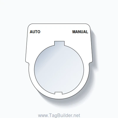 30mm Ring Tag – AUTO MANUAL, Two-Line Harmony 9001K, Schneider Electric Compatible, Black on White