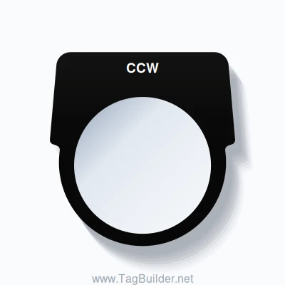 30mm Ring Tag – CCW, Single-Line Harmony 9001K, White on Black