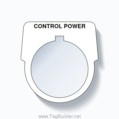 30mm Ring Tag – CONTROL POWER, Single-Line Harmony 9001K, Allen-Bradley Compatible, Black on White