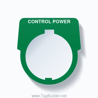 30mm Ring Tag – CONTROL POWER, Single-Line Harmony 9001K, Schneider Electric Compatible, White on Green
