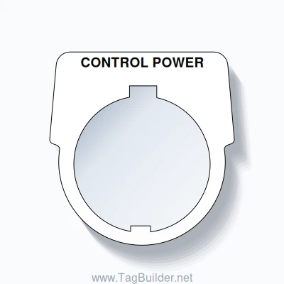 30mm Ring Tag – CONTROL POWER, Single-Line Harmony 9001K, Schneider Electric Compatible, Black on White