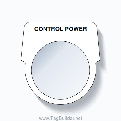 30mm Ring Tag – CONTROL POWER, Single-Line Harmony 9001K, Black on White