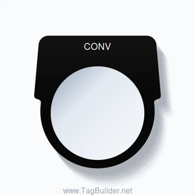 30mm Ring Tag – CONV, White on Black