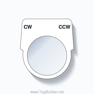 30mm Ring Tag – CW CCW, Two-Line Harmony 9001K, Black on White