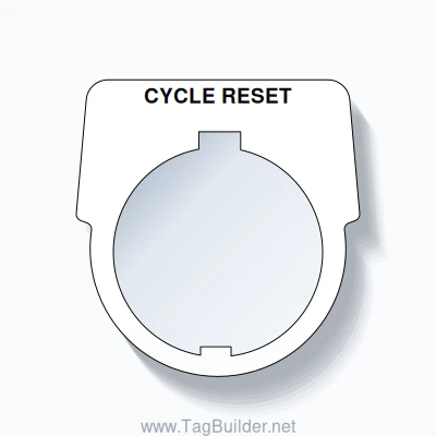30mm Ring Tag – CYCLE RESET, Single-Line Harmony 9001K, Schneider Electric Compatible, Black on White