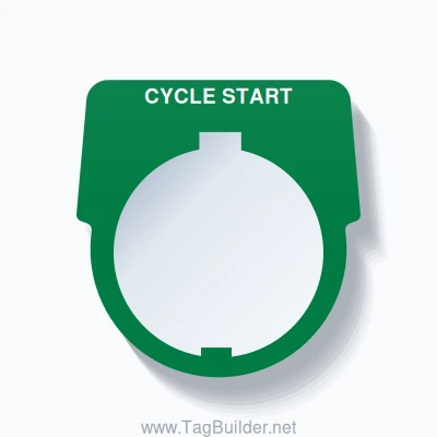 30mm Ring Tag – CYCLE START, Single-Line Harmony 9001K, Schneider Electric Compatible, White on Green
