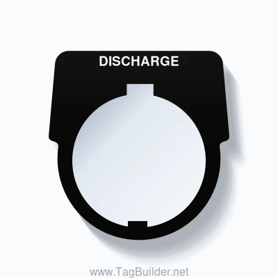 30mm Ring Tag – DISCHARGE, Single-Line Harmony 9001K, Schneider Electric Compatible, White on Black