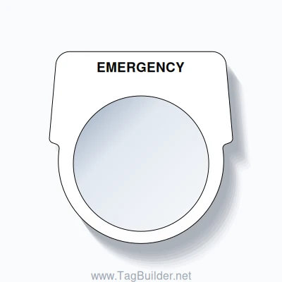 30mm Ring Tag – EMERGENCY, Single-Line Harmony 9001K, Black on White